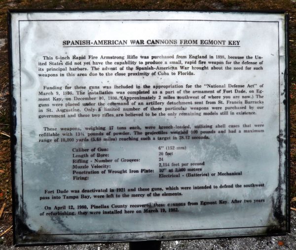 SPANISH-AMERICAN WAR CANNONS FROM EGMONT KEY MEMORIAL PLAQUE
