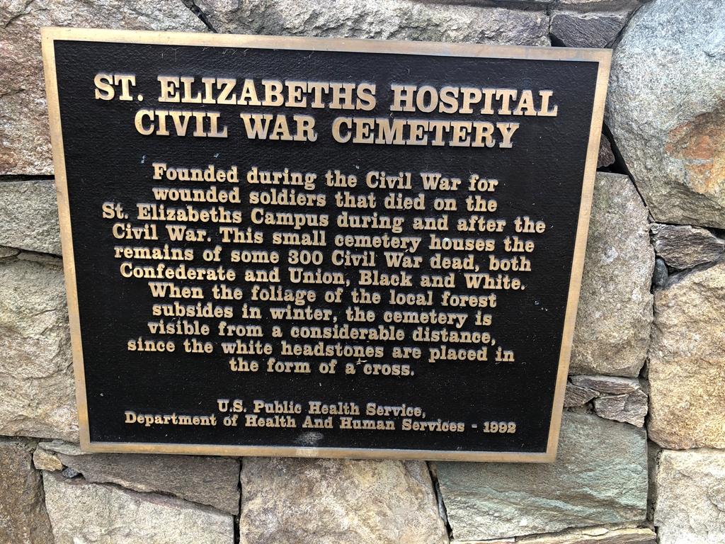ST. ELIZABETHS HOSPITAL CIVIL WAR CEMETERY PLAQUE
