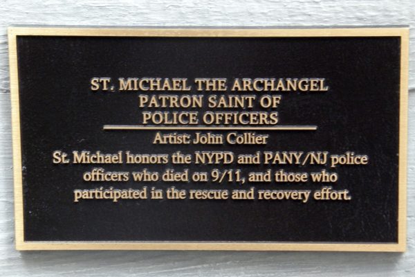 ST. MICHAEL THE ARCHANGEL 9/11 MEMORIAL PLAQUE