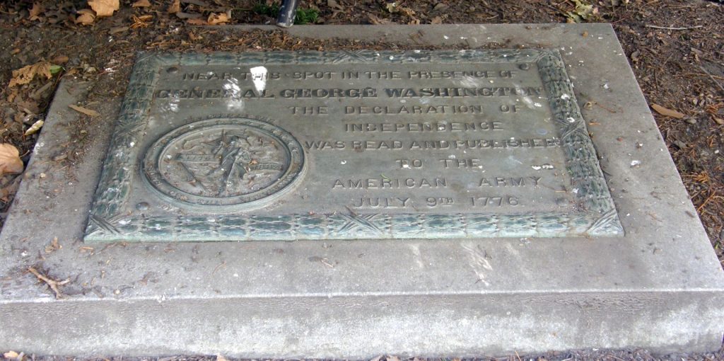 THE DECLARATION OF INDEPENDENCE READ TO THE AMERICAN ARMY MEMORIAL