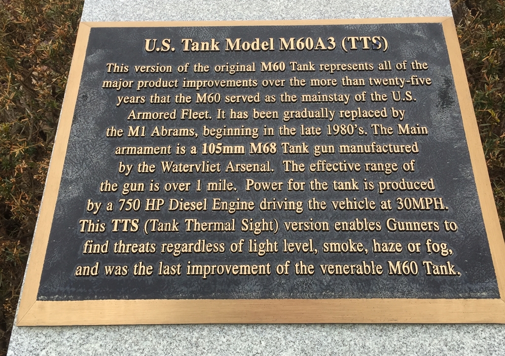 U.S. TANK MODEL M60A3 (TTS) MEMORIAL TANK PLAQUE