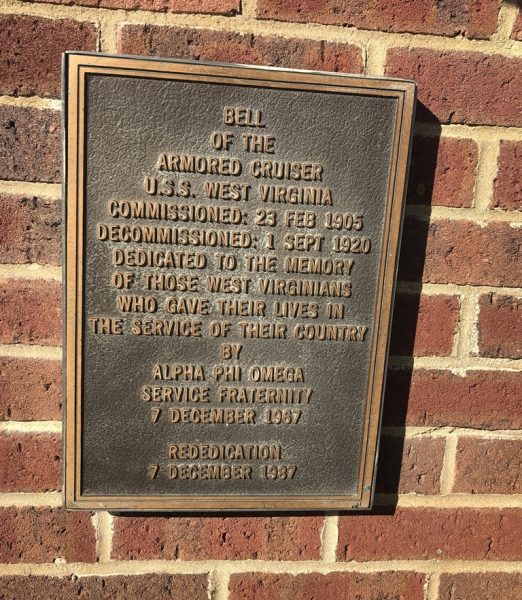 U.S.S. WEST VIRGINIA WAR MEMORIAL BELL PLAQUE