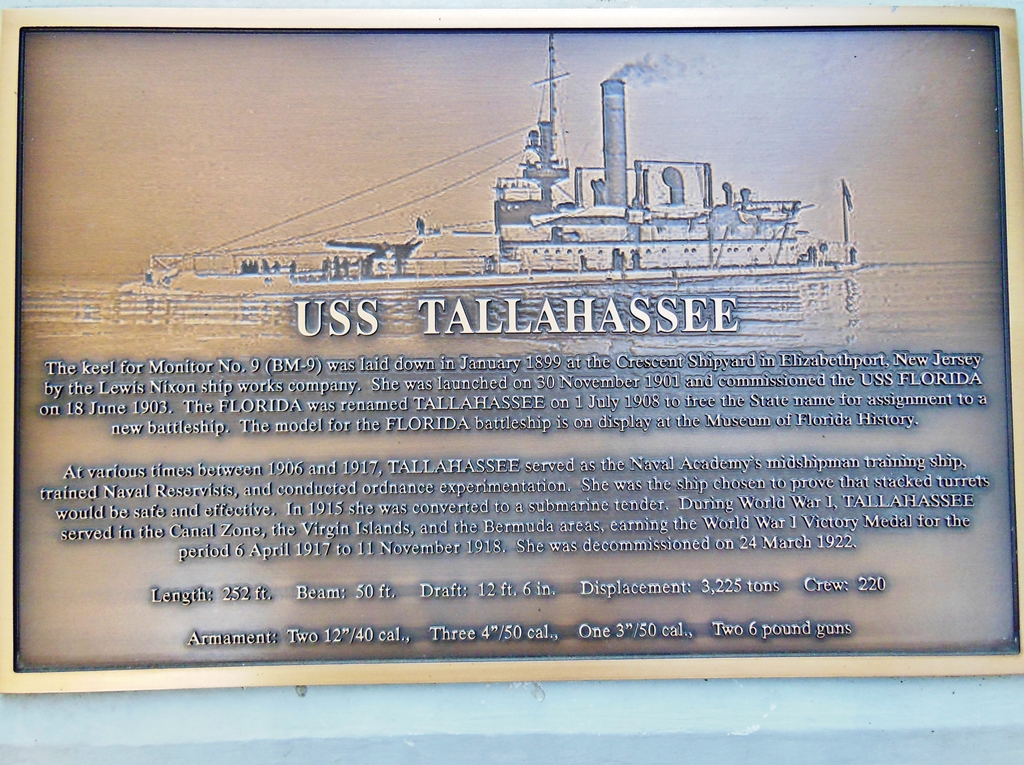 USS TALLAHASSEE WAR MEMORIAL BELL PLAQUE