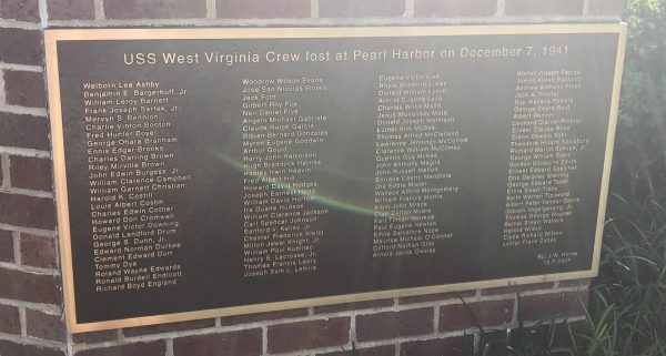 USS WEST VIRGINIA PEARL HARBOR MEMORIAL PLAQUE
