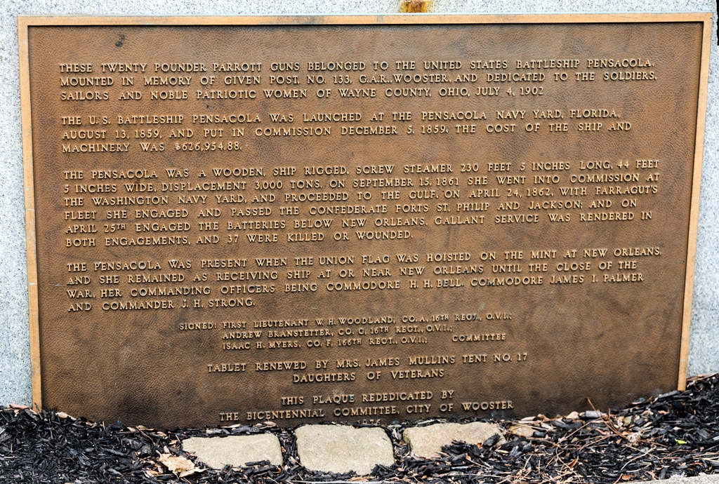 WAYNE COUNTY TWENTY POUNDER PARROTT GUNS WAR MEMORIAL PLAQUE