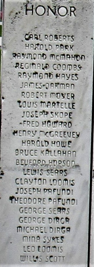 WELLS WORLD WAR II MEMORIAL HONOR ROLL STONE A