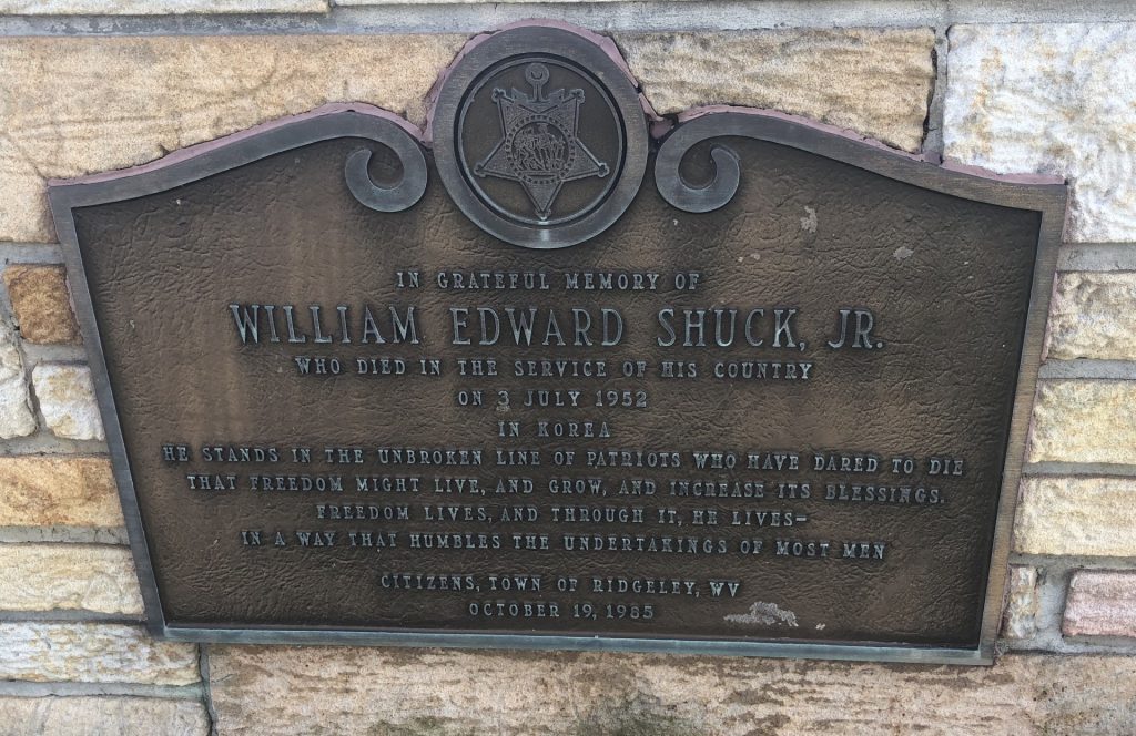 WILLIAM EDWARD SHUCK, JR. MEDAL OF HONOR WAR MEMORIAL PLAQUE