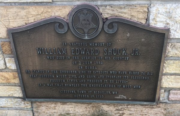 WILLIAM EDWARD SHUCK, JR. MEDAL OF HONOR WAR MEMORIAL PLAQUE