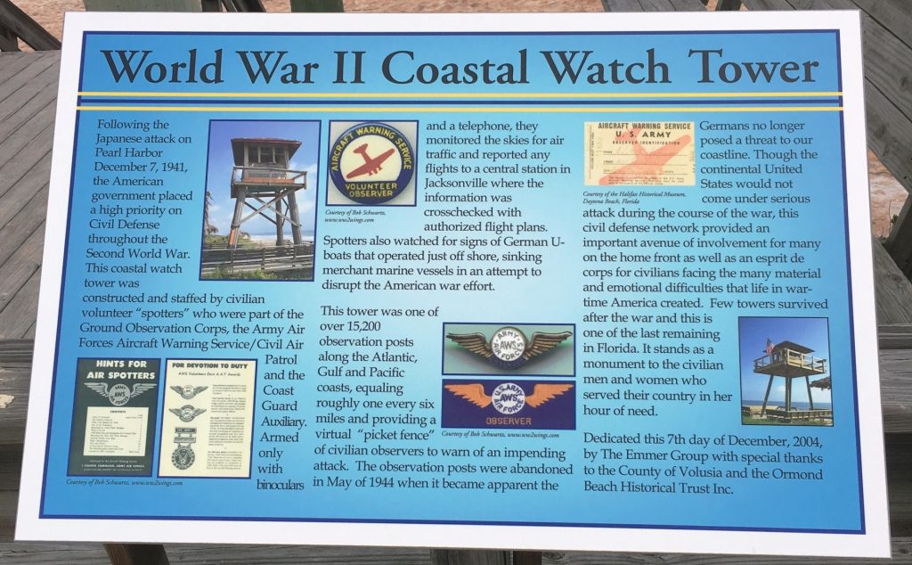 WORLD WAR II COASTAL WATCH TOWER MEMORIAL PLAQUE