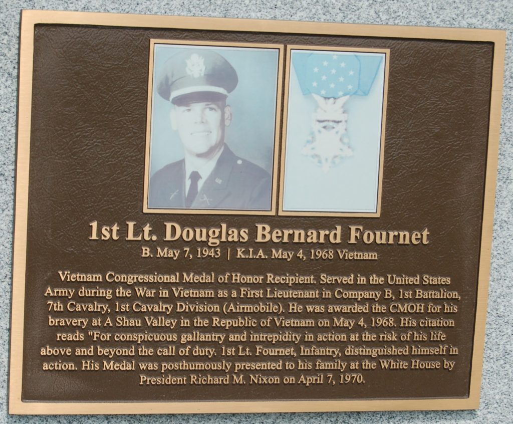 1ST LT. DOUGLAS BERNARD FOURNET MEDAL OF HONOR WAR MEMORIAL PLAQUE