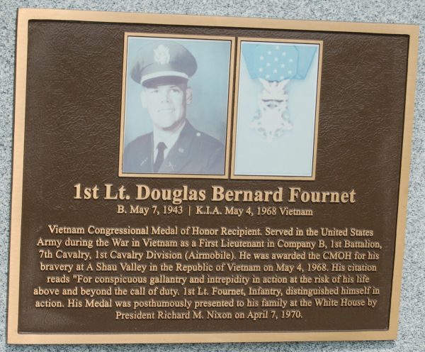 1ST LT. DOUGLAS BERNARD FOURNET MEDAL OF HONOR WAR MEMORIAL PLAQUE