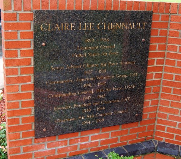CLAIRE LEE CHENNAULT WAR MEMORIAL PLAQUE