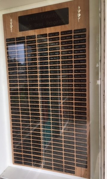 CROSS COUNTY PURPLE HEART VETERANS MEMORIAL PLAQUE