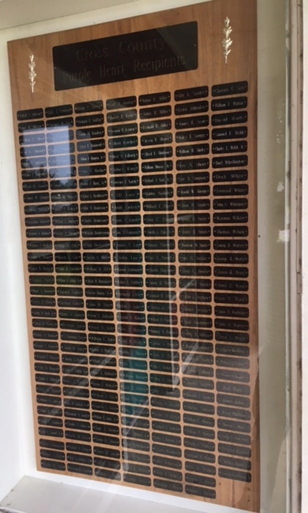 CROSS COUNTY PURPLE HEART VETERANS MEMORIAL PLAQUE