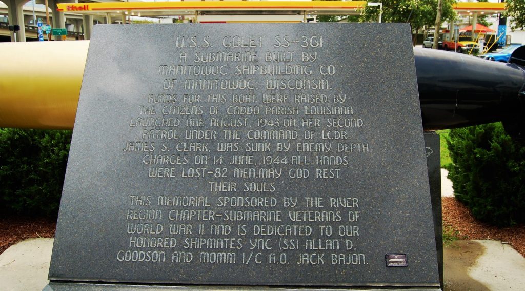 U.S.S. GOLET SS-361 WAR MEMORIAL STONE A