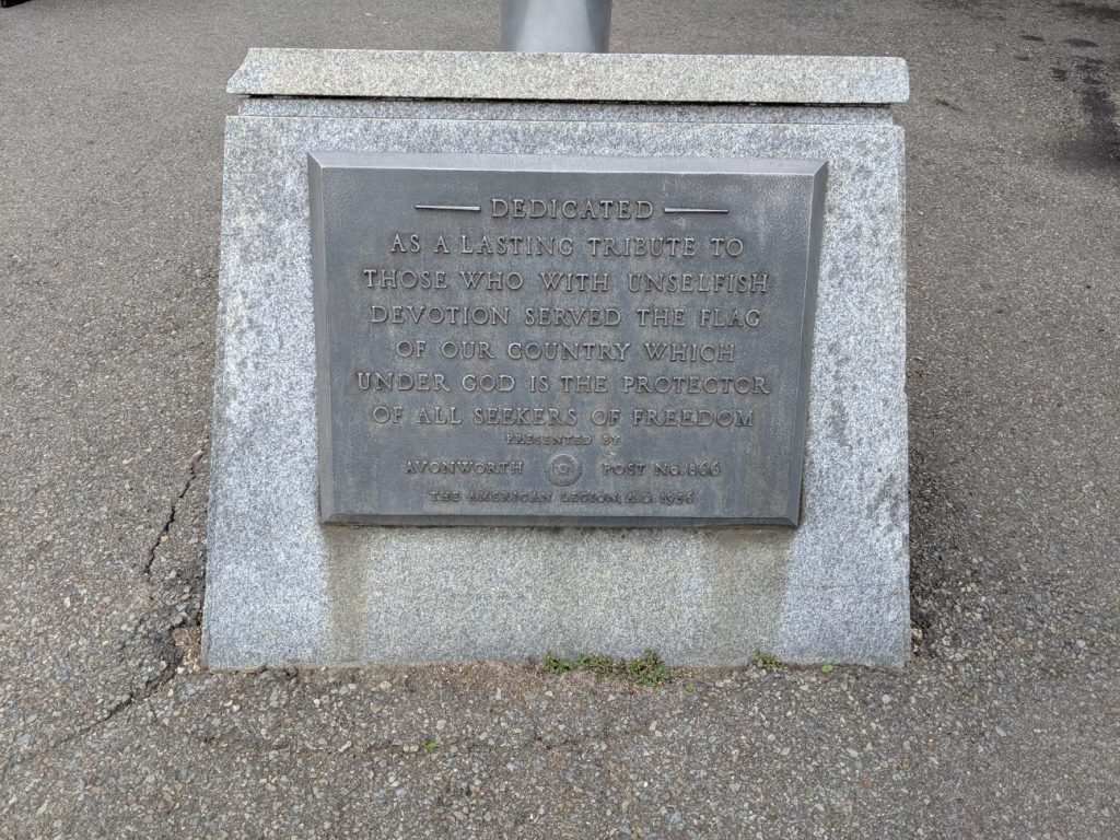 AMERICAN LEGION POST NO. 866 MEMORIAL FLAGPOLE PLAQUE