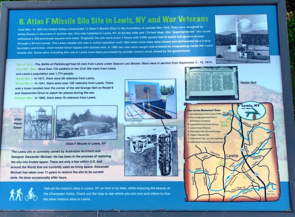 ATLAS F MISSILE SILO SITE IN LEWIS, NY AND WAR VETERANS MEMORIAL PANEL