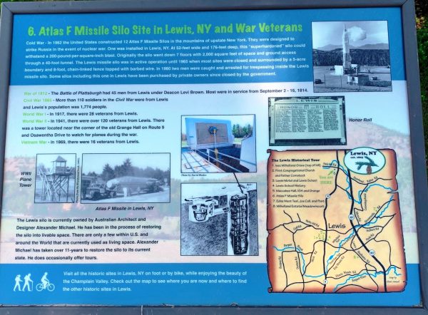 ATLAS F MISSILE SILO SITE IN LEWIS, NY AND WAR VETERANS MEMORIAL PANEL
