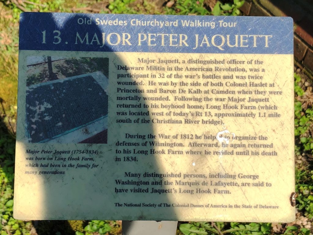 MAJOR PETER JAQUETT REVOLUTIONARY WAR OFFICER MEMORIAL PLAQUE