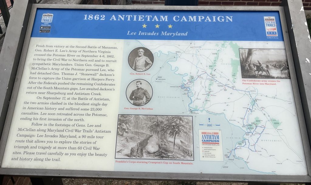1862 ANTIETAM CAMPAIGN LEE INVADES MARYLAND MEMORIAL PANEL