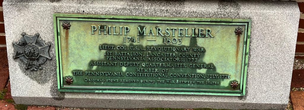 PHILIP MARSTELLER REVOLUTIONARY WAR SOLDIER MEMORIAL PLAQUE