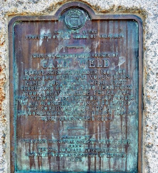 STATE OF COLORADO CAMP WELD WAR MEMORIAL PLAQUE