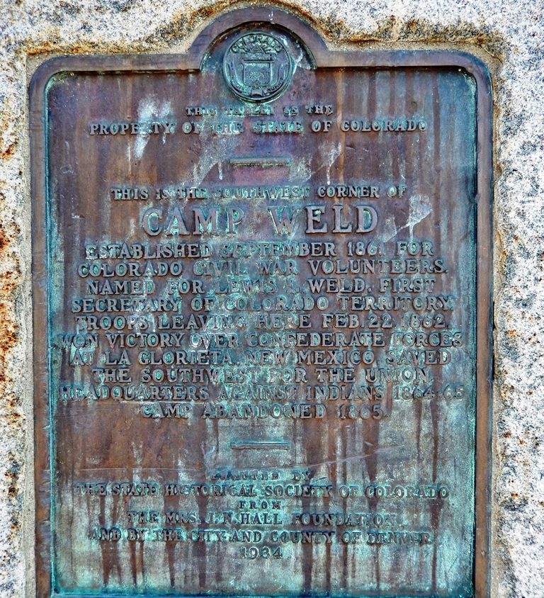 STATE OF COLORADO CAMP WELD WAR MEMORIAL PLAQUE