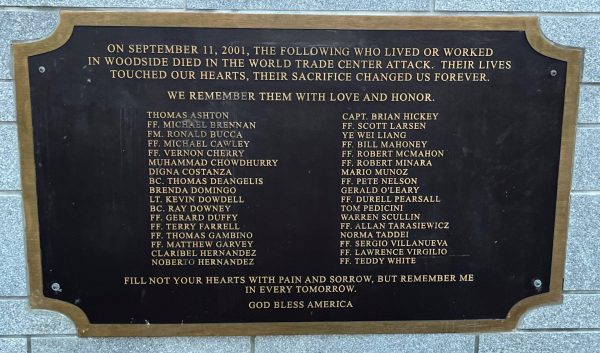 WOODSIDE SEPTEMBER 11, 2001 MEMORIAL PLAQUE