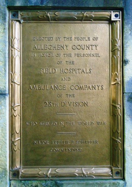 28TH DIVISION FIELD HOSPTIAL AND AMBULANCE COMPANY PERSONNEL MEMORIAL PLAQUE