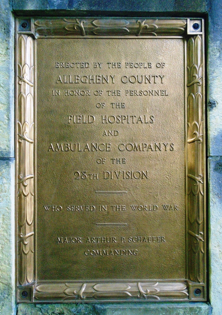 28TH DIVISION FIELD HOSPTIAL AND AMBULANCE COMPANY PERSONNEL MEMORIAL PLAQUE