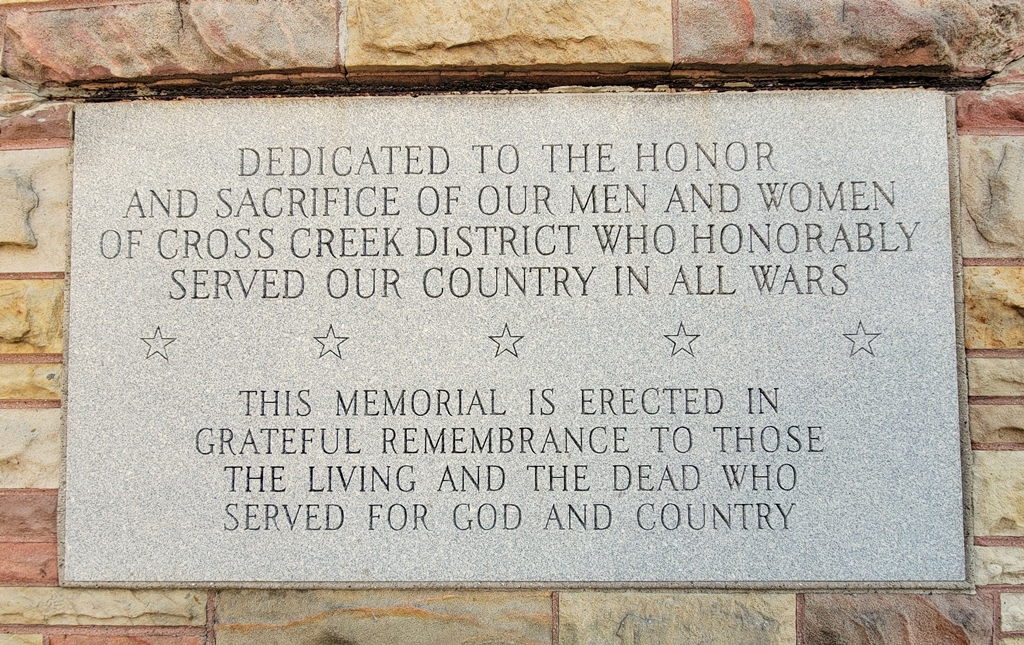 CROSS CREEK DISTRICT ALL WARS VETERANS MEMORIAL DEDICATION STONE