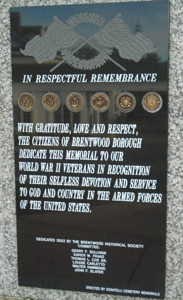 IN RESPECTFUL REMEMBRANCE TO OUR WORLD WAR II VETERANS MEMORIAL CENTER PLAQUE