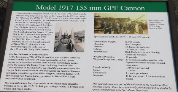 MODEL 1917 155 MM GPF CANNON MEMORIAL PANEL