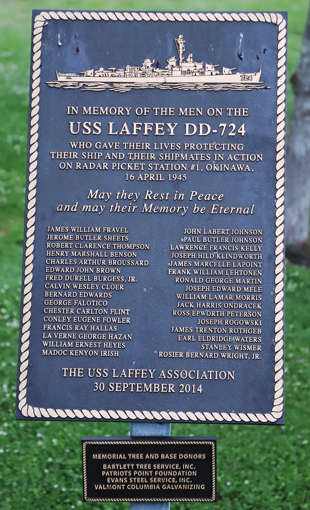 USS LAFFEY DD-724 WAR MEMORIAL PLAQUE
