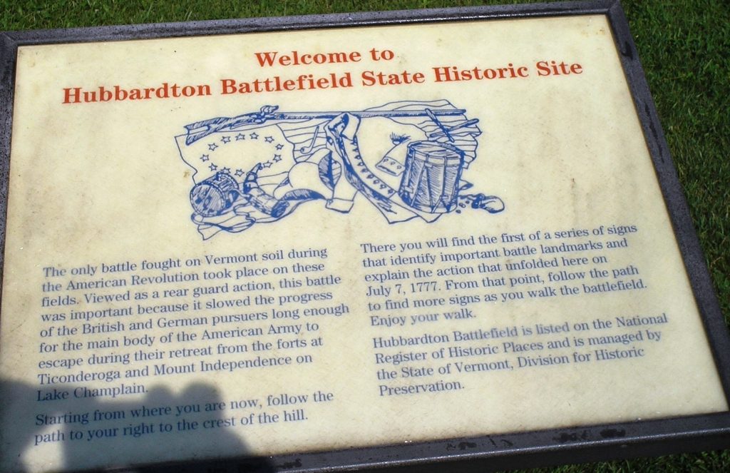 WELCOME TO HUBBARDTON BATTLEFIELD STATE HISTORIC PARK MEMORIAL PANEL