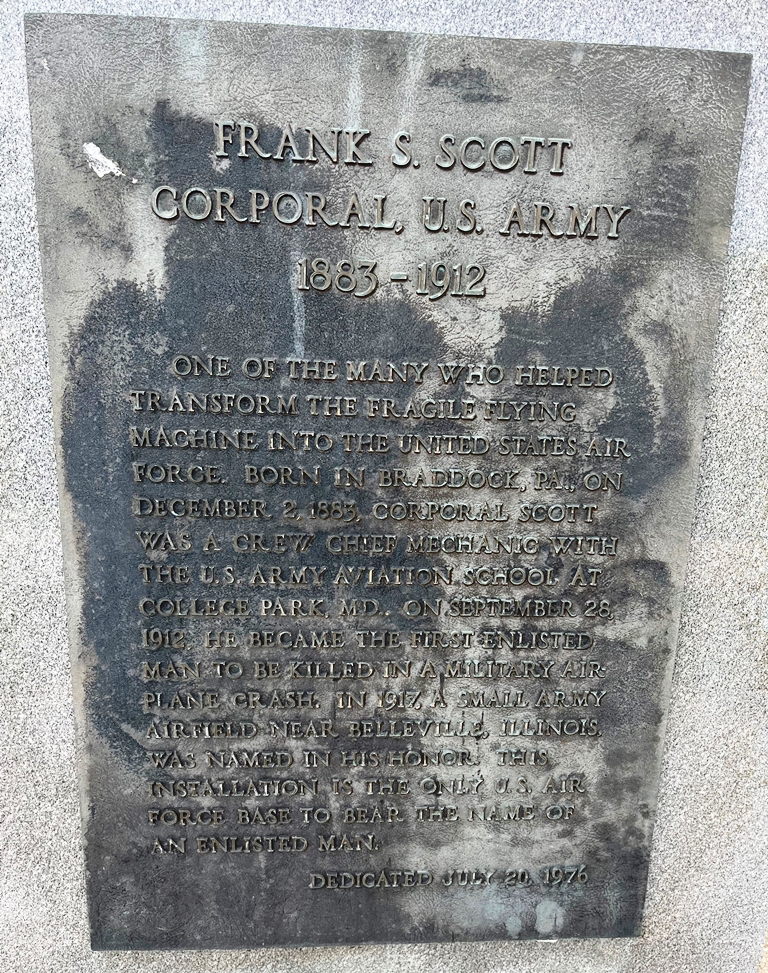 FRANK C. SCOTT MEMORIAL PLAQUE