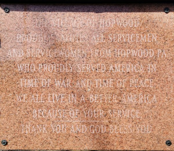 HOPWOOD, PA. ALL VETERANS MEMORIAL PLAQUE