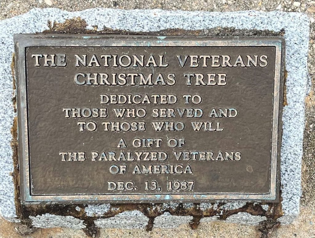 THE NATIONAL VETERANS CHRISTMAS TREE MEMORIAL PLAQUE