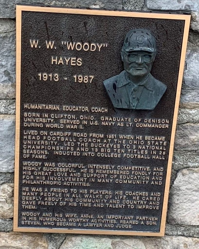 W.W. “WOODY” HAYES WAR MEMORIAL PLAQUE