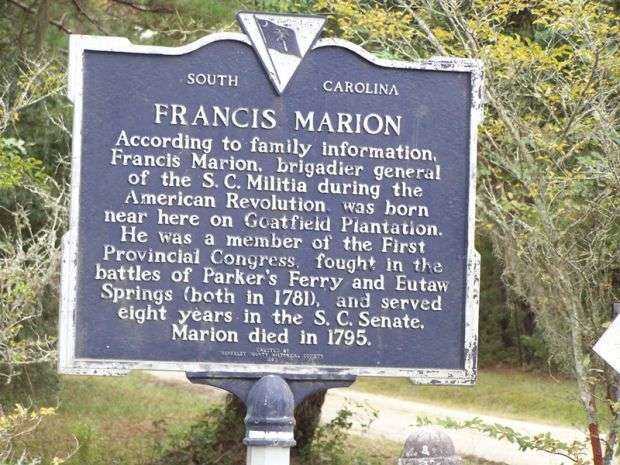 FRANCIS MARION REVOLUTIONARY COMMANDER MEMORIAL MARKER