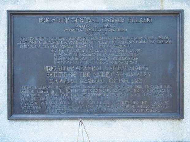 BRIGADIER GENERAL CASIMIR PULASKI EQUESTRIAN MEMORIAL PLAQUE