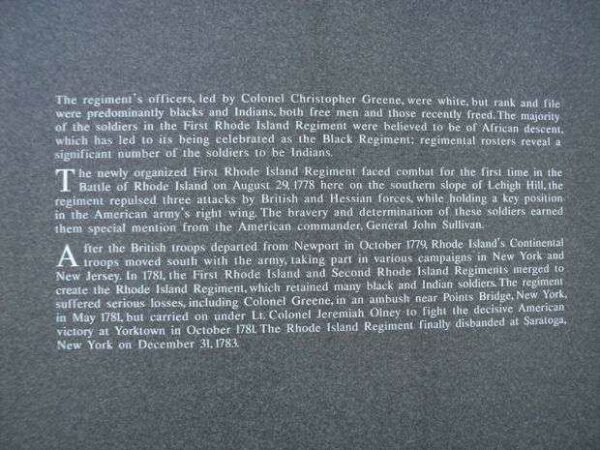 THE 1ST RHODE ISLAND REGIMENT MEMORIAL PANEL B