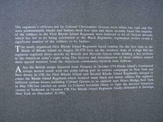 THE 1ST RHODE ISLAND REGIMENT MEMORIAL PANEL B