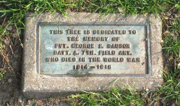 PVT. GEORGE F. DADSON MEMORIAL TREE PLAQUE