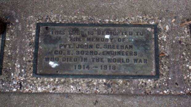 PVT. JOHN C. SHEEHAN MEMORIAL TREE PLAQUE