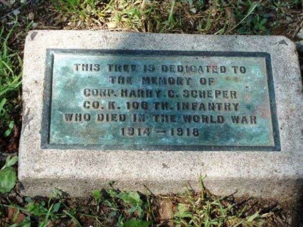 CORP. HARRY C. SCHEPER MEMORIAL TREE PLAQUE
