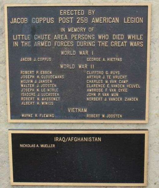 LITTLE CHUTE AREA VETERANS MEMORIAL PLAQUE