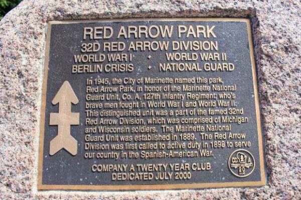 RED ARROW PARK MEMORIAL PLAQUE
