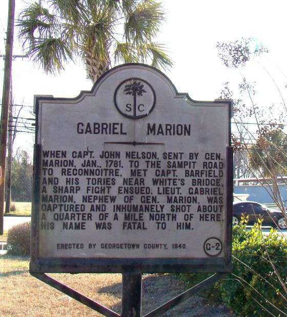 GABRIEL MARION REVOLUTIONARY WAR MEMORIAL MARKER