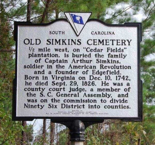 OLD SIMKINS CEMETERY REVOLUTIONARY SOLDIER MEMORIAL MARKER
